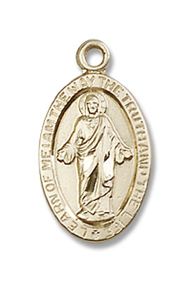 Small Learn of Me Scapular Medal - 14K Solid Gold