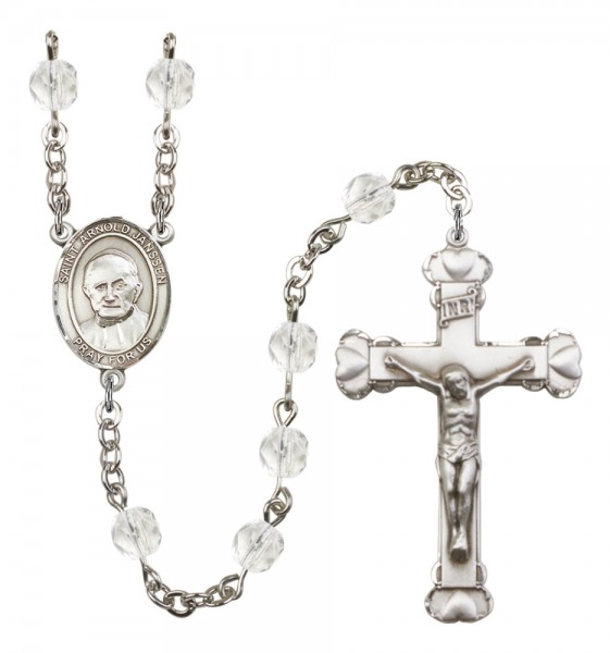 Women's St. Arnold Janssen Birthstone Rosary - Crystal