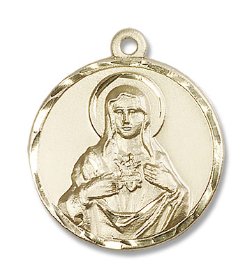 Men's Immaculate Heart of Mary Medal - 14K Solid Gold