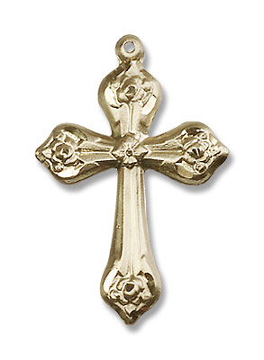 Dainty Tip Women's Cross Necklace - 14K Solid Gold