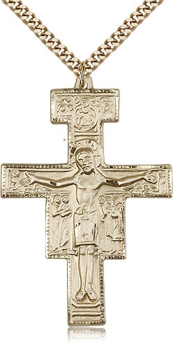 Men's San Damiano Cross Pendant - 14KT Gold Filled