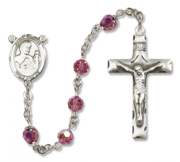St. Kieran Sterling Silver Heirloom Rosary Squared Crucifix - Rose