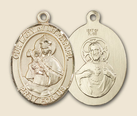 Our Lady Mount Carmel Patron Saint Medal - 14K Solid Gold