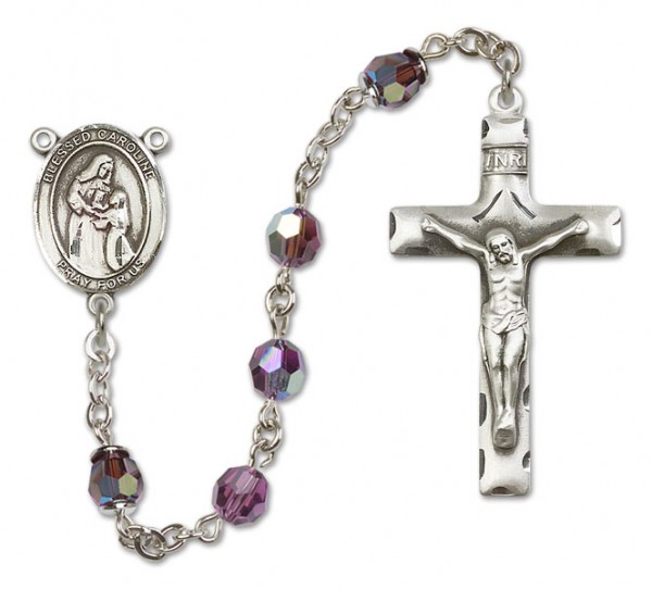 Blessed Caroline Gerhardinger Sterling Silver Heirloom Rosary Squared Crucifix - Amethyst