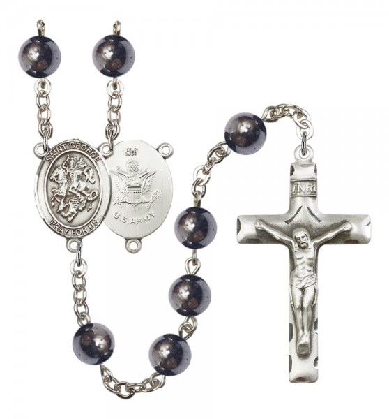 Men's St. George Army Silver Plated Rosary - Silver
