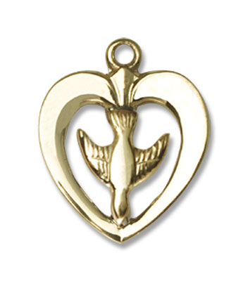 Women's Heart Shaped Holy Spirit Medal - 14KT Gold Filled