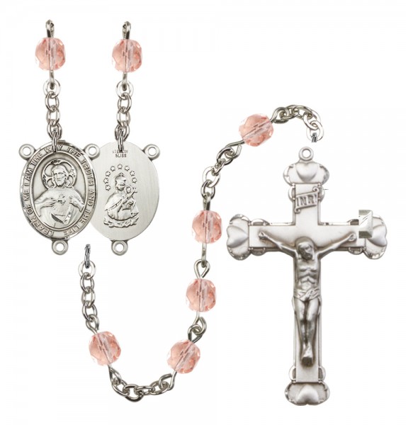 Women's Scapular Birthstone Rosary - Pink