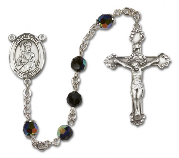 St. Louis Sterling Silver Heirloom Rosary Fancy Crucifix - Black