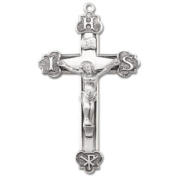 IHS Chi Rho Sterling Silver Rosary Crucifix - Sterling Silver