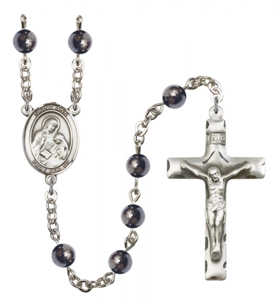 Men's St. Ann Silver Plated Rosary - Gray