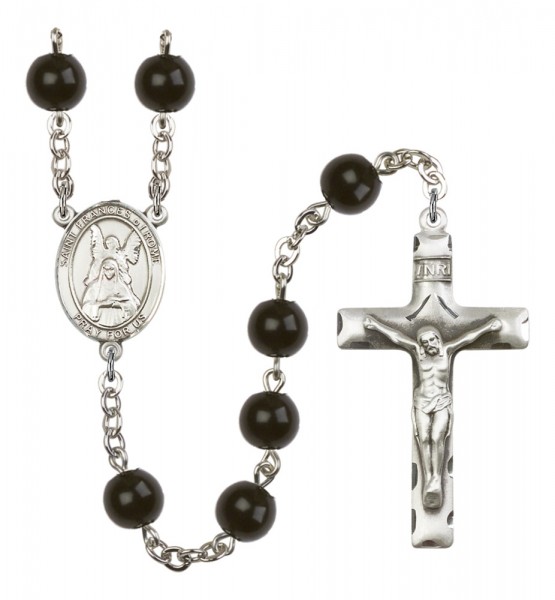 Men's St. Frances of Rome Silver Plated Rosary - Black