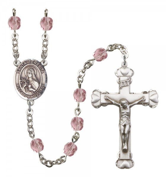 Women's Santa Teresita Birthstone Rosary - Light Amethyst