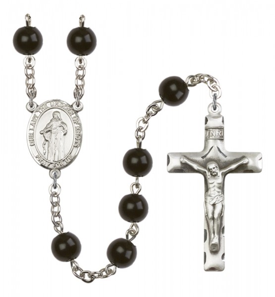 Men's Our Lady the Undoer of Knots Silver Plated Rosary - Black