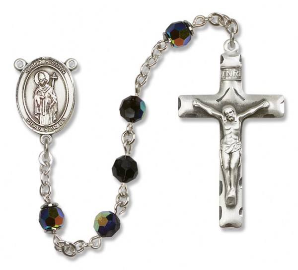 St. Ronan Sterling Silver Heirloom Rosary Squared Crucifix - Black