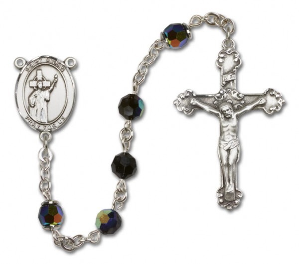 St. Aidan of Lindesfarne Sterling Silver Heirloom Rosary Fancy Crucifix - Emerald Green