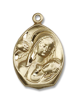 Madonna and Child Medal - 14K Solid Gold