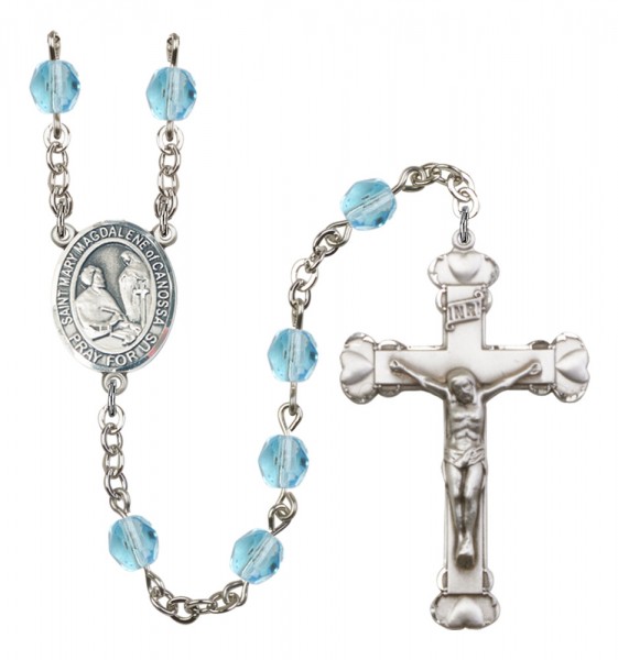 Women's St. Mary Magdalene of Canossa Birthstone Rosary - Aqua