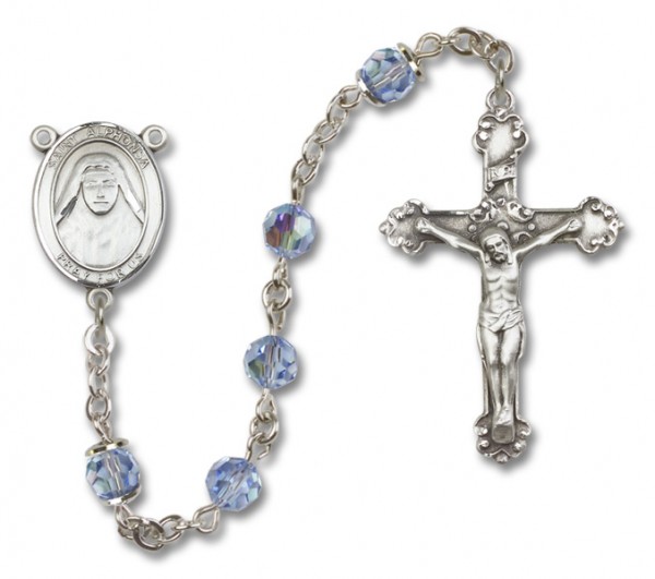 St. Alphonsa Sterling Silver Heirloom Rosary Fancy Crucifix - Light Amethyst