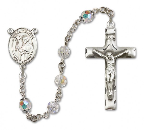 St. Dunstan Sterling Silver Heirloom Rosary Squared Crucifix - Crystal