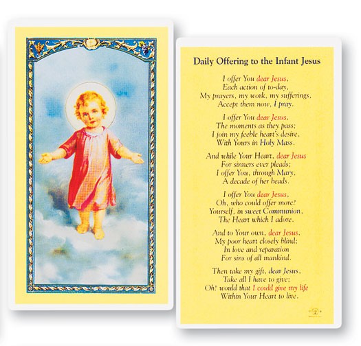 Daily Offering To Infant Jesus Laminated Prayer Card - 25 Cards Per Pack .80 per card
