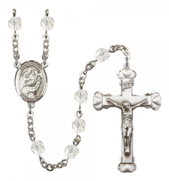 Women's St. Jason Birthstone Rosary - Crystal