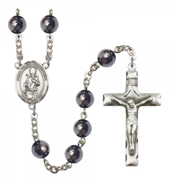 Men's St. Simon the Apostle Silver Plated Rosary - Silver