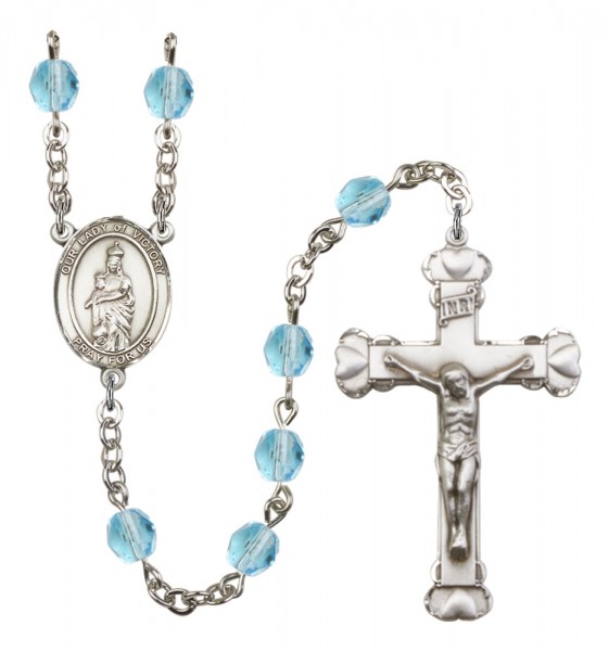Women's Our Lady of Victory Birthstone Rosary - Aqua
