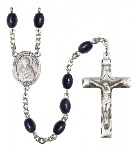 Men's St. Lydia Purpuraria Silver Plated Rosary - Black Oval