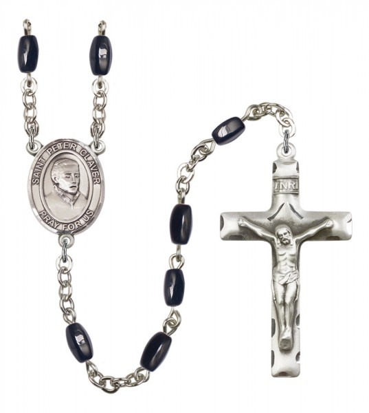 Men's St. Peter Claver Silver Plated Rosary - Black | Silver