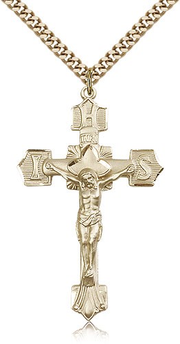 IHS Men's Crucifix Pendant - 14KT Gold Filled