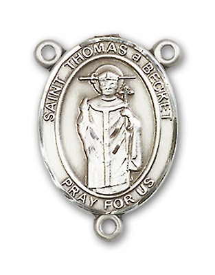 St. Thomas A Becket Rosary Centerpiece Sterling Silver or Pewter - Sterling Silver