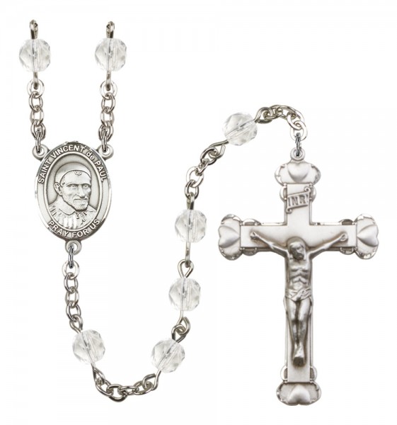 Women's St. Vincent de Paul Birthstone Rosary - Crystal