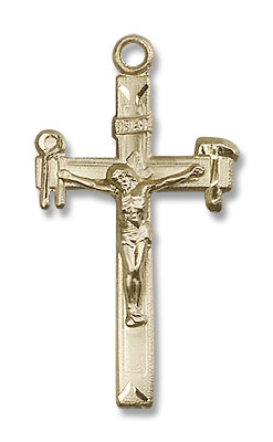 Hammer &amp; Wrench Crucifix Pendant - 14K Solid Gold