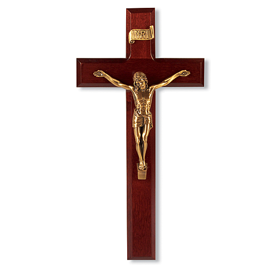 Salerni Corpus Dark Cherry Wall Crucifix - 11 inch - Brown