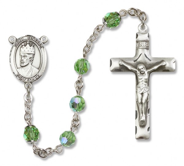 St. Edward the Confessor Sterling Silver Heirloom Rosary Squared Crucifix - Peridot
