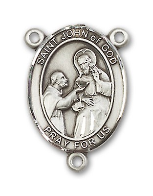 St. John of God Rosary Centerpiece Sterling Silver or Pewter - Sterling Silver
