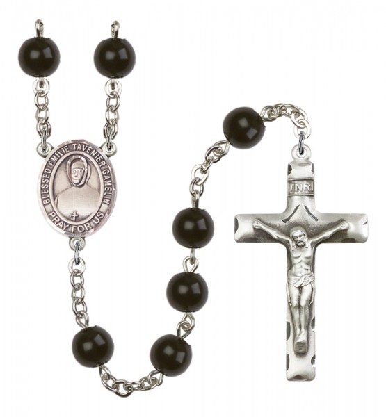 Men's Blessed Emilie Tavernier Gamelin Silver Plated Rosary - Black