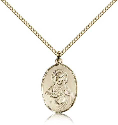 Scapular Medal with Smooth Thin Border Necklace - 14KT Gold Filled