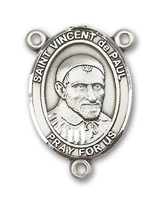 St. Vincent De Paul Rosary Centerpiece Sterling Silver or Pewter - Sterling Silver
