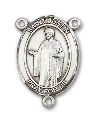 St. Justin Rosary Centerpiece Sterling Silver or Pewter - Sterling Silver
