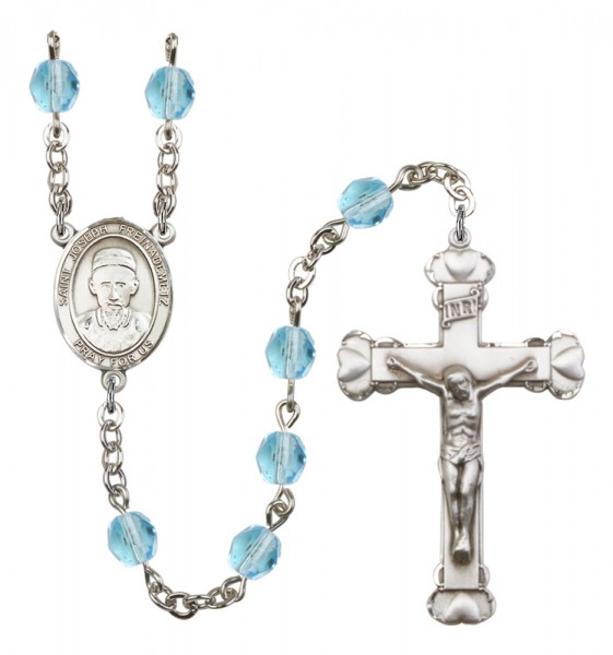 Women's St. Joseph Freinademetz Birthstone Rosary - Aqua