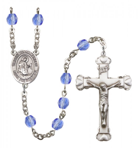 Women's Virgen de la Merced Birthstone Rosary - Sapphire