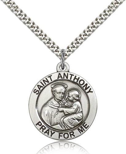 Round Saint Anthony Medal - Quarter Size - Sterling Silver