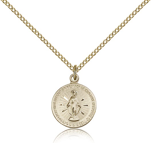 Petite Round Miraculous Medal Necklace - 14KT Gold Filled