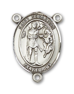 St. Sebastian Rosary Centerpiece Sterling Silver or Pewter - Sterling Silver