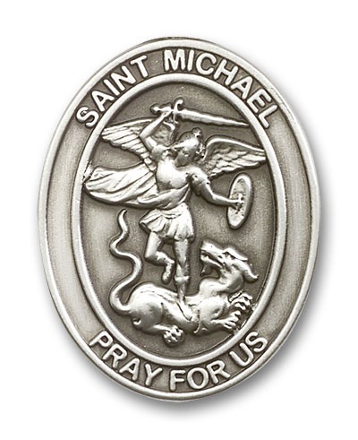 St. Michael the Archangel Visor Clip - Antique Silver