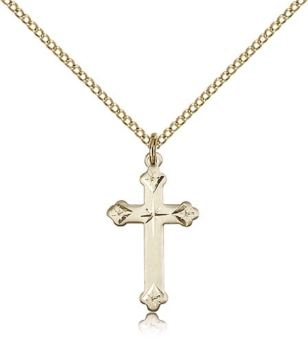 Starburst Center Cross Necklace - 14KT Gold Filled