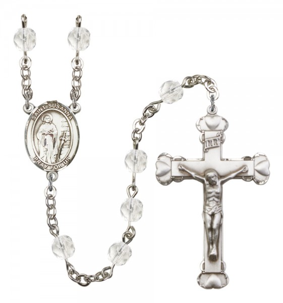 Women's St. Susanna Birthstone Rosary - Crystal