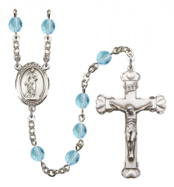 Women's St. Barbara Birthstone Rosary - Aqua