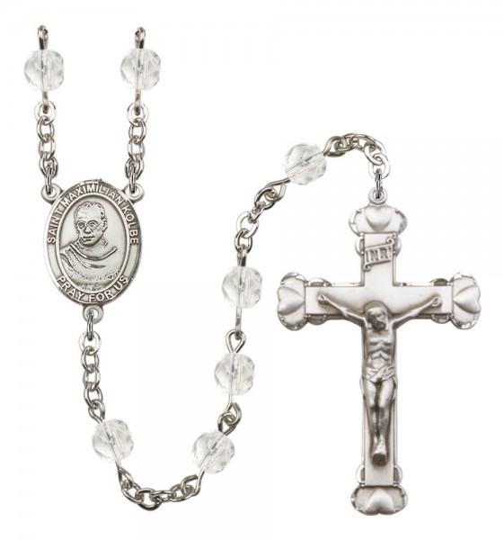 Women's St. Maximilian Kolbe Birthstone Rosary - Crystal